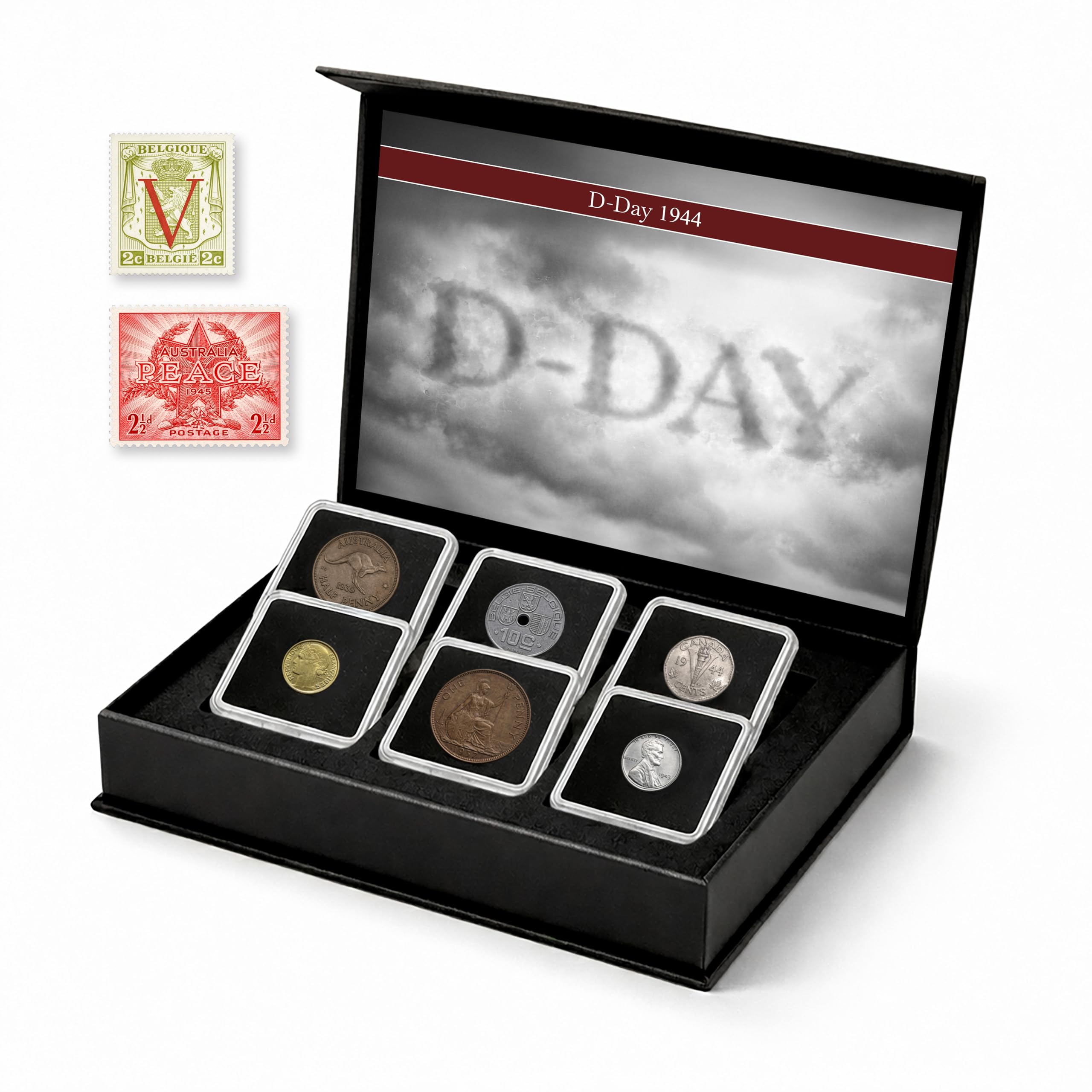 IMPACTO COLECCIONABLES | D-Day (1944) Collection of 6 Authentic World War 2 Coin