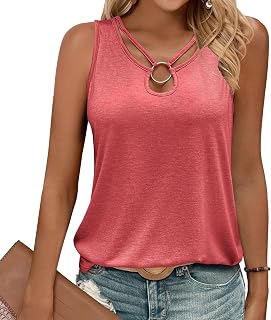 Gihgoew Summer Tank Tops for Women 2025 Keyhole Neck Sleeveless Fashion Cute Tops