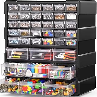 Drawer Organizer Craft Organizers and Storage with Dividers Labels Thicker | Small Parts Organizer Storage Hardware Screws Nuts Bolts Building Bricks Teacher Toolbox Charms Beads Scrapbook with Labels