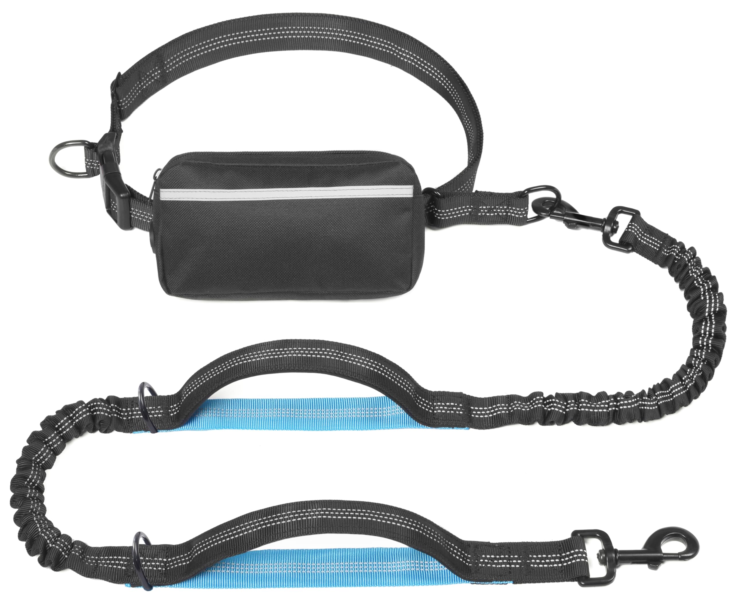 iYoShop Hands Free Dog Leash with Zipper Pouch, Large, 25-120 lbs, Black | Waist