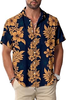 KYKU Hawaiian Shirt for Men: Tropical Summer Beach Short Sleeve Button Down Shirt with Pocket