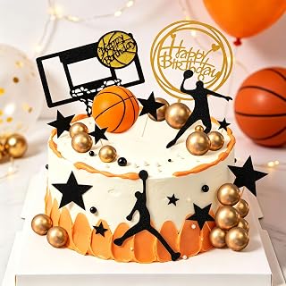 Basketball Cake Toppers Black Gold Balls Cake Decorations