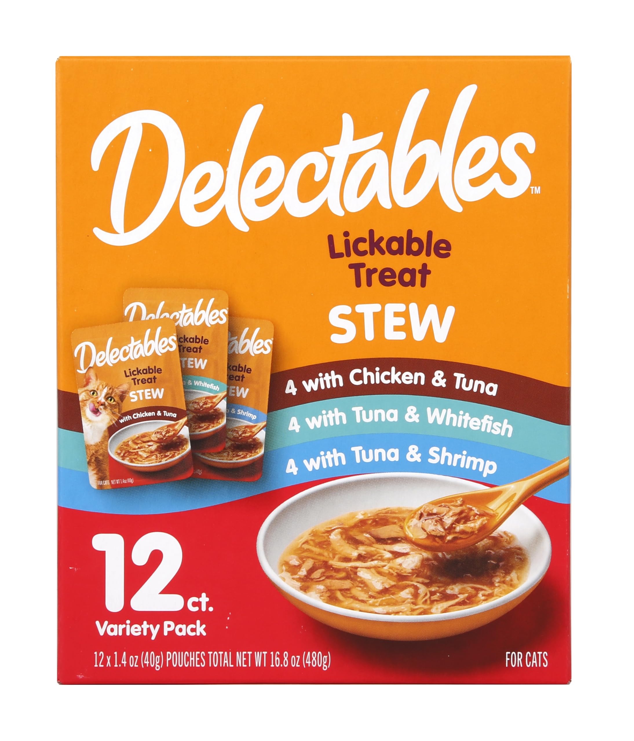 Delectables Lickable Treat Stew Wet Cat Treat Variety Pack, Food Topper, Hydrati