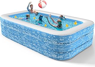 CACSPS Inflatable Swimming Pools, 115" X 65" X 22" Full-Size Inflatable Pool for Kids and Adults, Durable Family Lounge Pool, Kiddie Pool for Backyard, Garden or Indoor