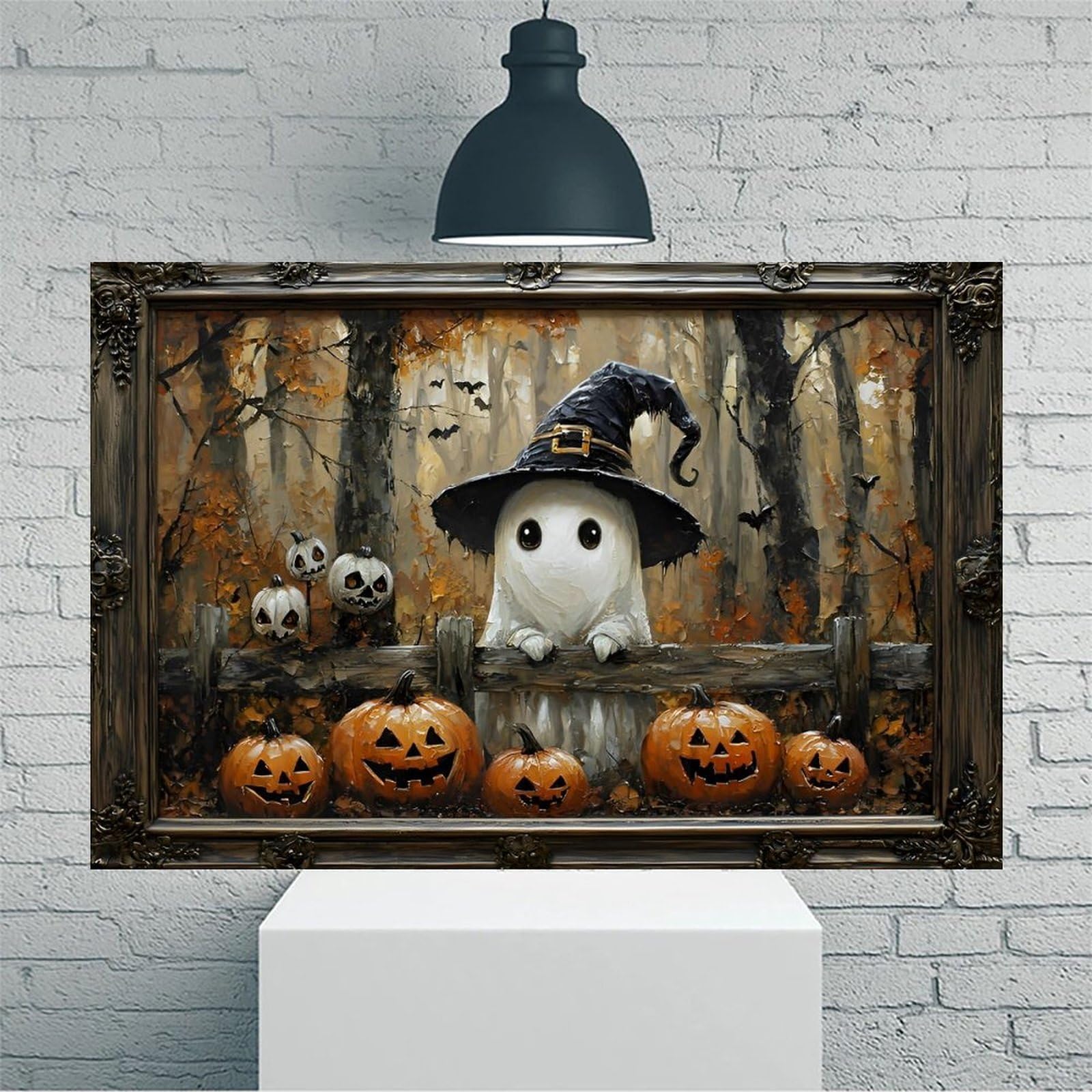 Halloween Pumpkin Vintage Rustic Canvas Wall Art Print,12 x 18 Inches,No Frame,H