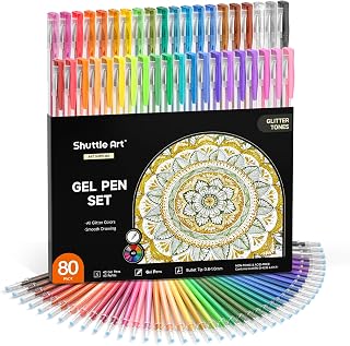 Shuttle Art Glitter Gel Pens, 80 Pack Gel Pen Set for Colouring