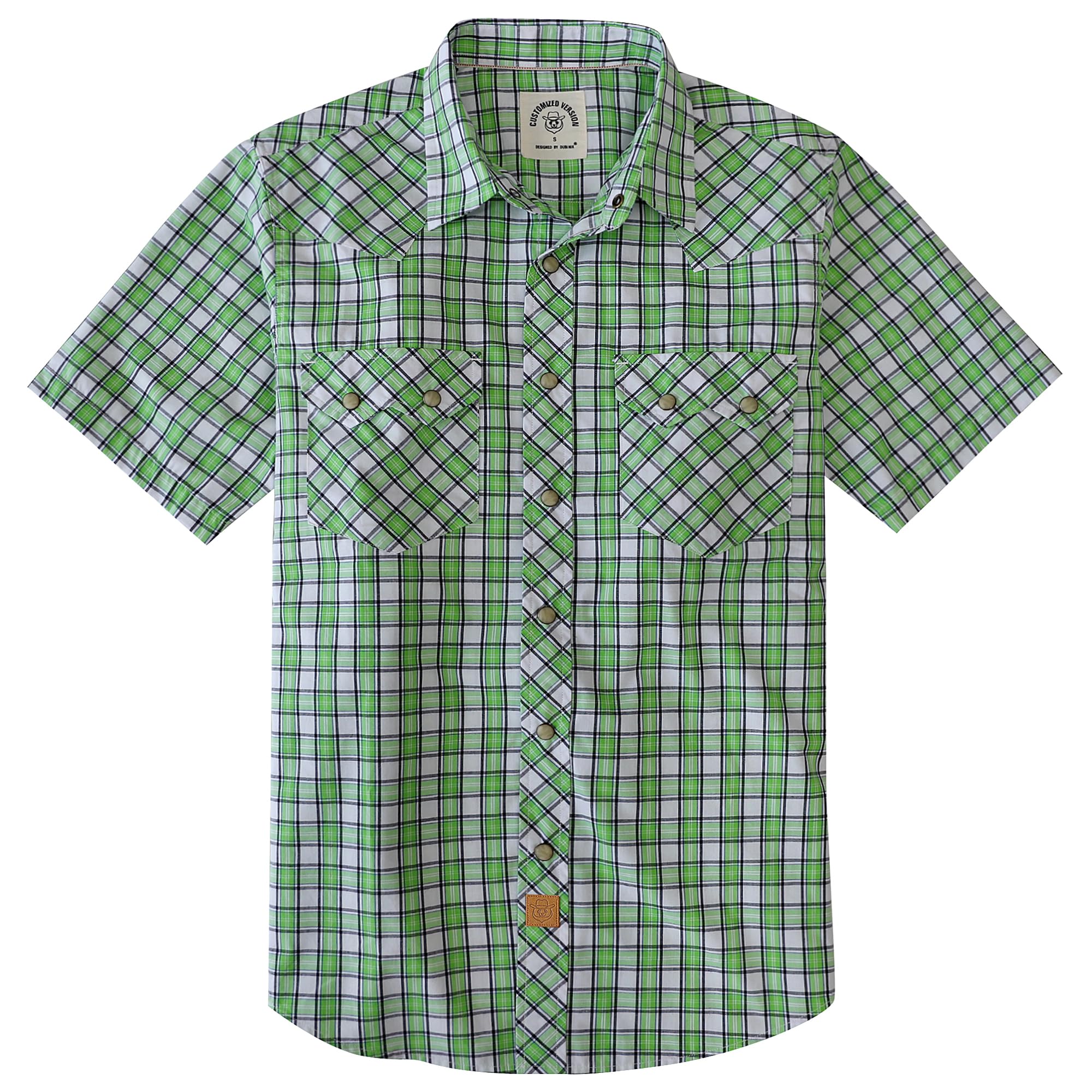 Dubinik® Pearl Snap Western Shirt for Men Short Sleeve 2 Sawtooth Pocket