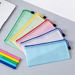 5 Pcs Mesh Zipper Bags, A6 Mesh Zipper Pouch Bags, Waterproof SmallZip Pouches for Organization Office Travel School Supplies Cosmetics Home Organization Storage Accessories