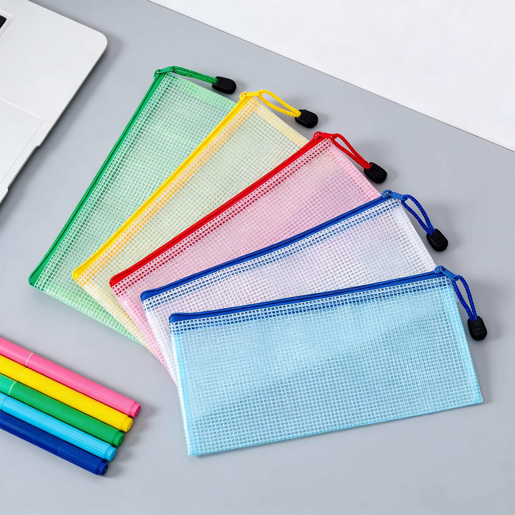 5 Pcs Mesh Zipper Bags, A6 Mesh Zipper Pouch Bags, Waterproof SmallZip Pouches f