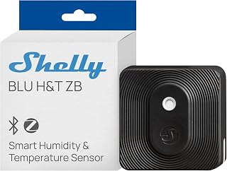 Shelly BLU H&T ZB Black - Smart Zigbee & Bluetooth Temperature and Humidity Sensor, Thermometer and Hygrometer, IP54 rated, Encryption, Indoor & Outdoor Use, Smart Home Automation, Gateway Required
