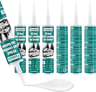 RV Silicone Sealant - RV Roof & Caulking White, Self-Leveling Lap Sealant (6 Pack) - Waterproof Sealing for Trailers, Motorhomes, Campers