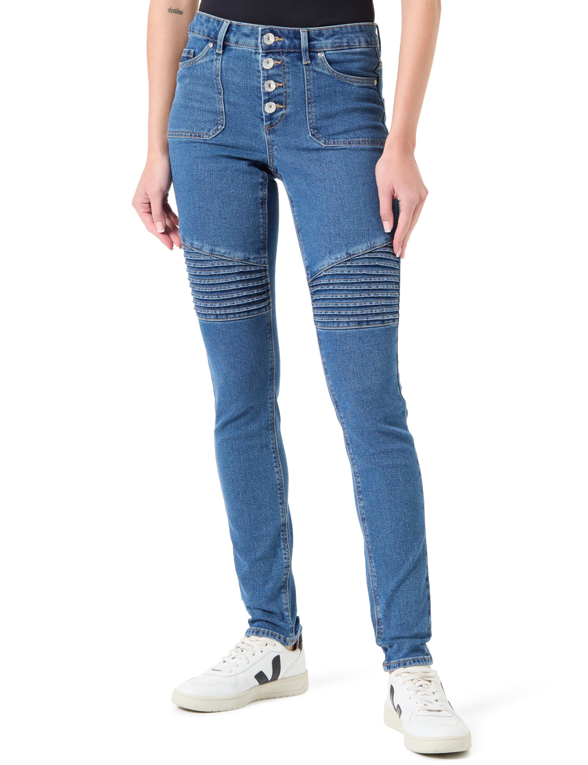 ONLY Onlhush Mid Waist Sk Poc Biker PIM DNM Women's Mid-Waist Jeans