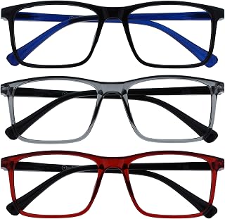 OPULIZE Ink Pack 3 Large Black Grey Red Men Women Spring Hinges Reading Glasses RRR4-17Z +2.50