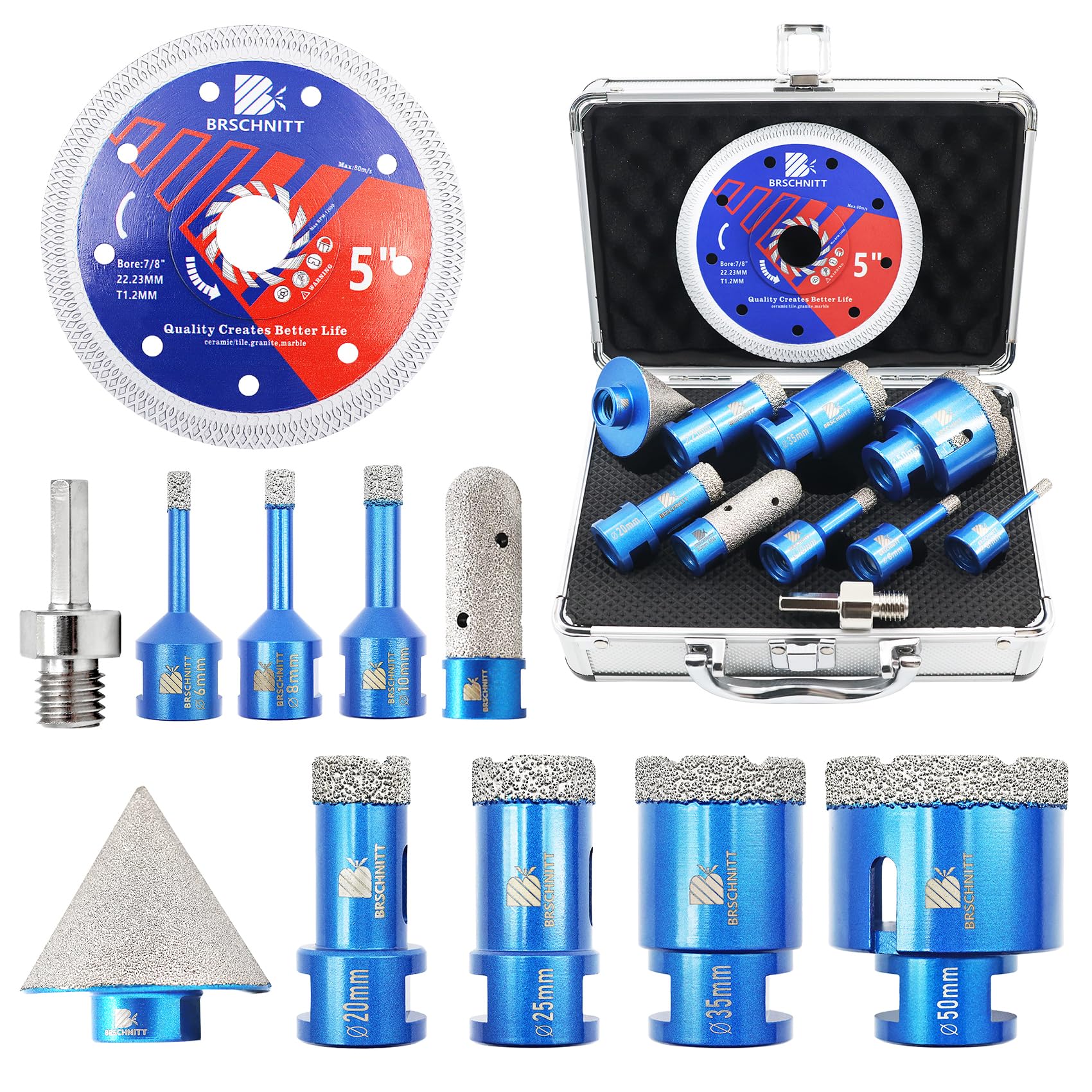 Diamond Tile Hole Cutter for Porcelain Ceramic Marble Granite Drilling, 6/8/10/2