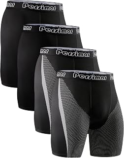 4 Packs Mens Running Compression Shorts Spandex Athletic Workout Gym Shorts Performance Base Layer Underwear Black