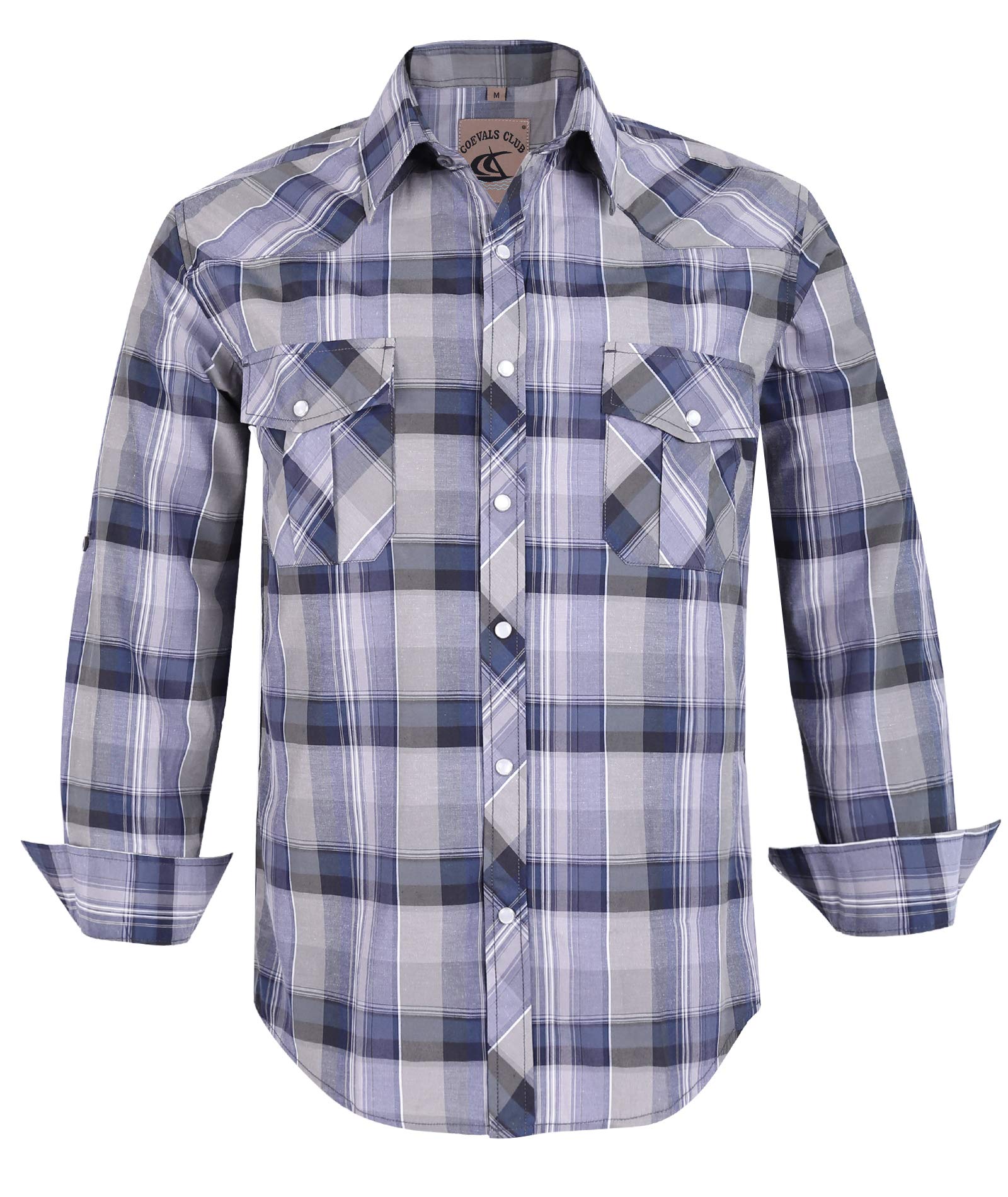 COEVALS CLUB Men's Western Cowboy Long Sleeve Pearl Snap Casual Work Shirts