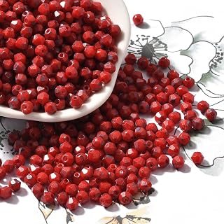 142pcs Faceted Glass Bicone Beads 10g 4.5x3.5mm Red Faceted Glass Beads for DIY Jewelry Bracelet Necklace Earring Making