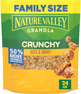 Nature Valley Oats & Honey Granola, Resealable Pouch, Family Size, 24 oz | 32 Bars' Worth per Pouch, 0.5 More Than 16 oz Pouch, 14g Whole Grain per Serving, No Artificial Flavors or Colors