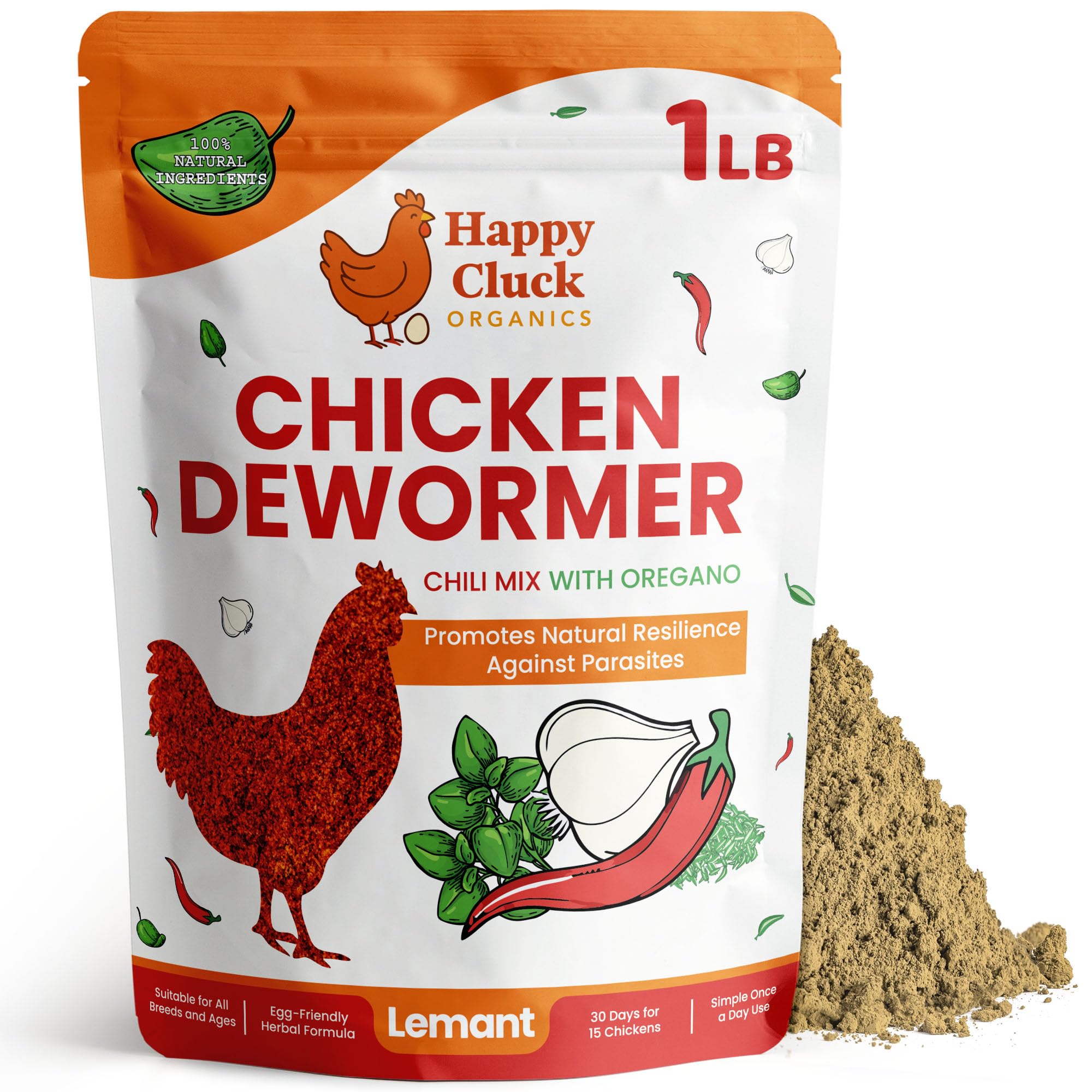 Natural Chicken Dewormer Chili Mix Powder (1 lb) | Herbal Poultry Wormer & Paras