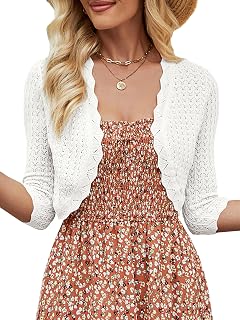 JOKELAMB Women Short Cardigan Shrug Open Front Knit Sweater Casual Elegant Dresses