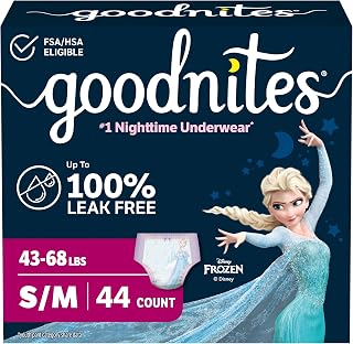 GoodNites Girls Nighttime Underwear, Size S/M, 44 Ct, 2 Packs of 22 | Zoned Protection, Discreet Fit, Soft & Breathable, Secure Fit, Comfortable Waistband, Stretchy Sides, Fragrance Free