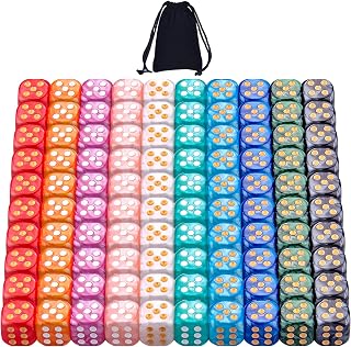 AUSTOR 100 Pieces 12mm Dice 6 Sided Game Dice D6 Dices | Pearl Colors, Round Corner, Tiny Dice for Tenzi, Farkle, Yahtzee, Bunco or Teaching Math