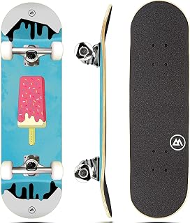 Magneto Complete Skateboard | 6-Layer Canadian Maple Double Kick Concave Deck | Beginners, and Teens