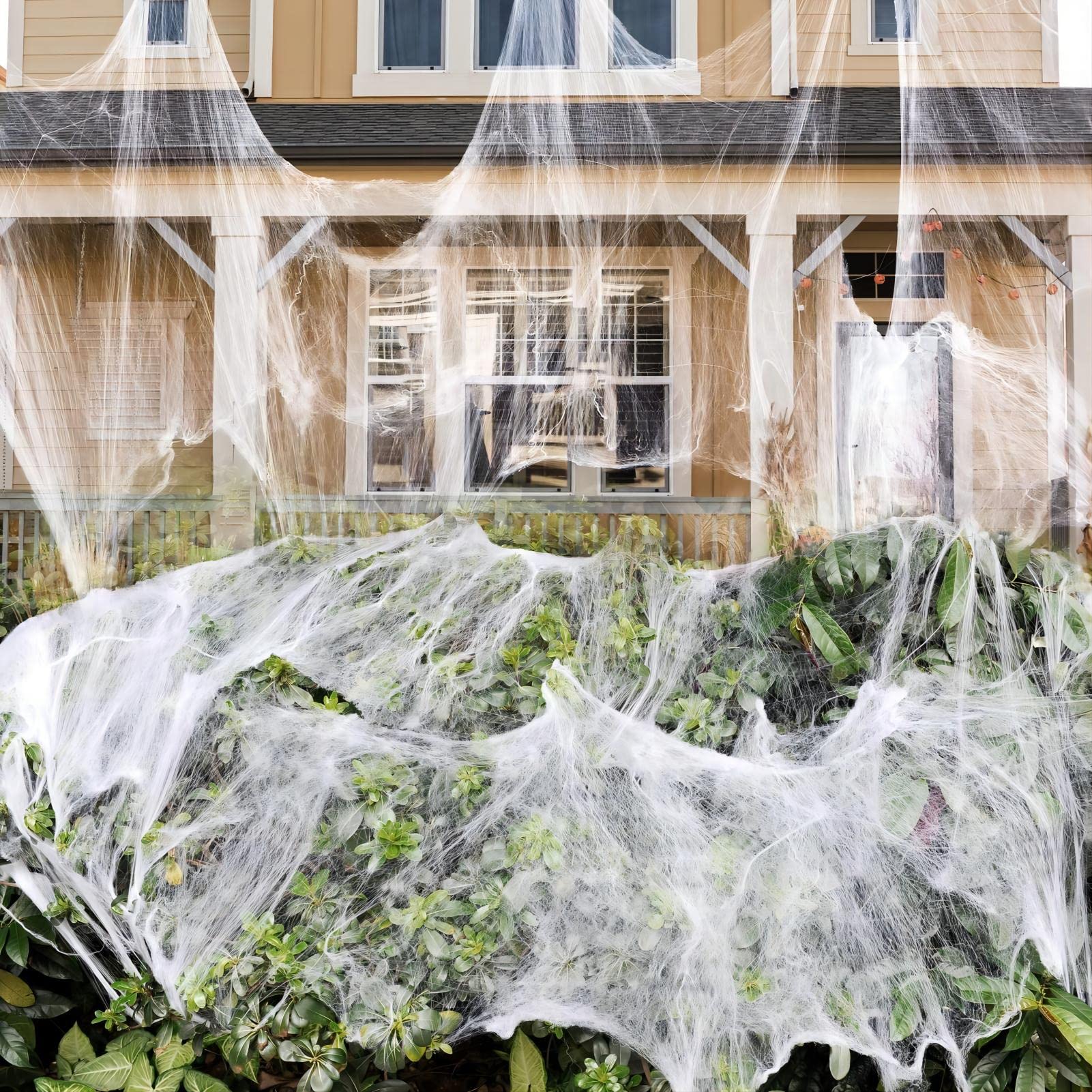 1000 sqft Spider Webs Halloween Decorations with 30 Fake Spiders | Super Stretch
