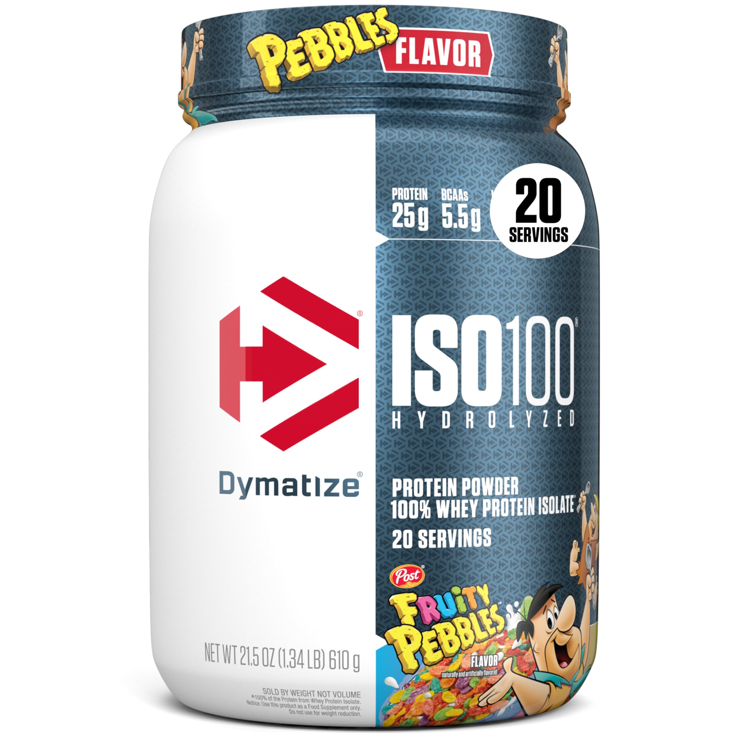 Dymatize ISO100 Protein Powder, 100% Whey Isolate, Fruity Pebbles | 25g Protein,