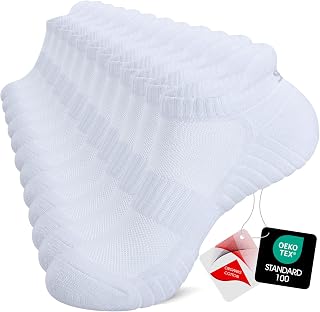 TANSTC Mens Running Socks Anti-Blister Cushioned Sports Socks Trainer Socks for Men Women Cotton Ankle Socks Low Cut Breathable Athletic Sock(6 Pairs)