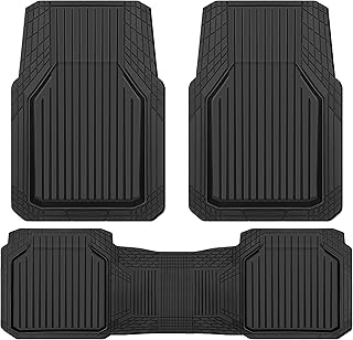 CAR PASS Heavy Duty Rubber Floor Mats for Car, Waterproof All Weather Car Floor Mats, Universal Trim-to-Fit for SUV Truck Sedans Vans, Automotive Floor Mats 3 piece car mats Full Set, Solid Black