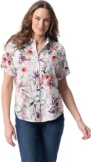 Gloria Vanderbilt Daisy Short Sleeve High-Low Button Down Shirt Standard Daisy Short Sleeve High-Low Button Down Standard Women's Shirt