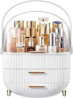 TidyTrove Makeup Organiser Desk Organiser with Dustproof Cover White Waterproof Cover, For Bathroom Vanity Table Desktop, White