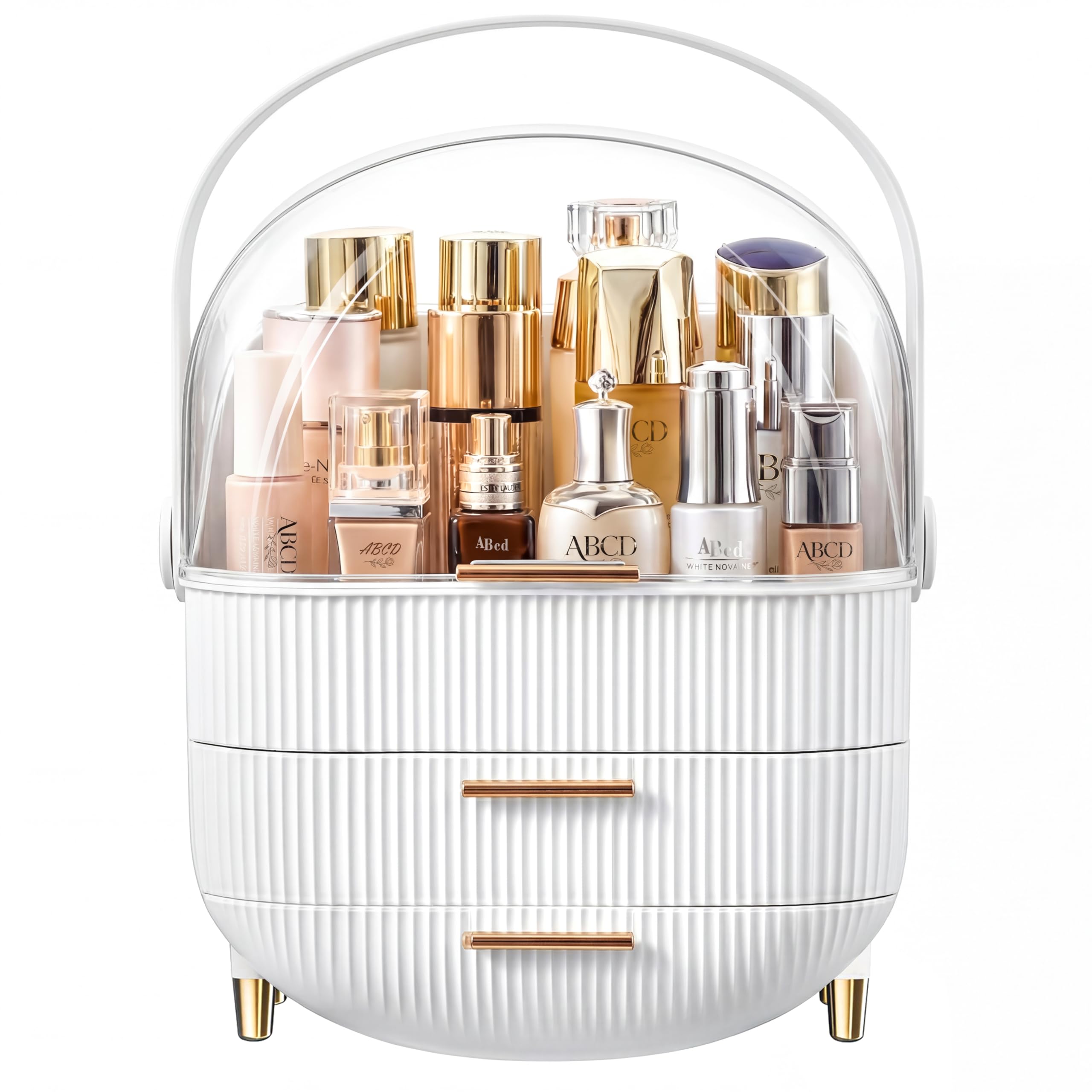 TidyTrove Makeup Organiser Desk Organiser with Dustproof Cover White Waterproof 