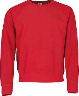 Fruit of the Loom Mens Lightweight Raglan Sweatshirt (240 GSM) (S) (Red)