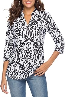 CEASIKERY Women's V-Neck Tunic Blouse Casual Shirt