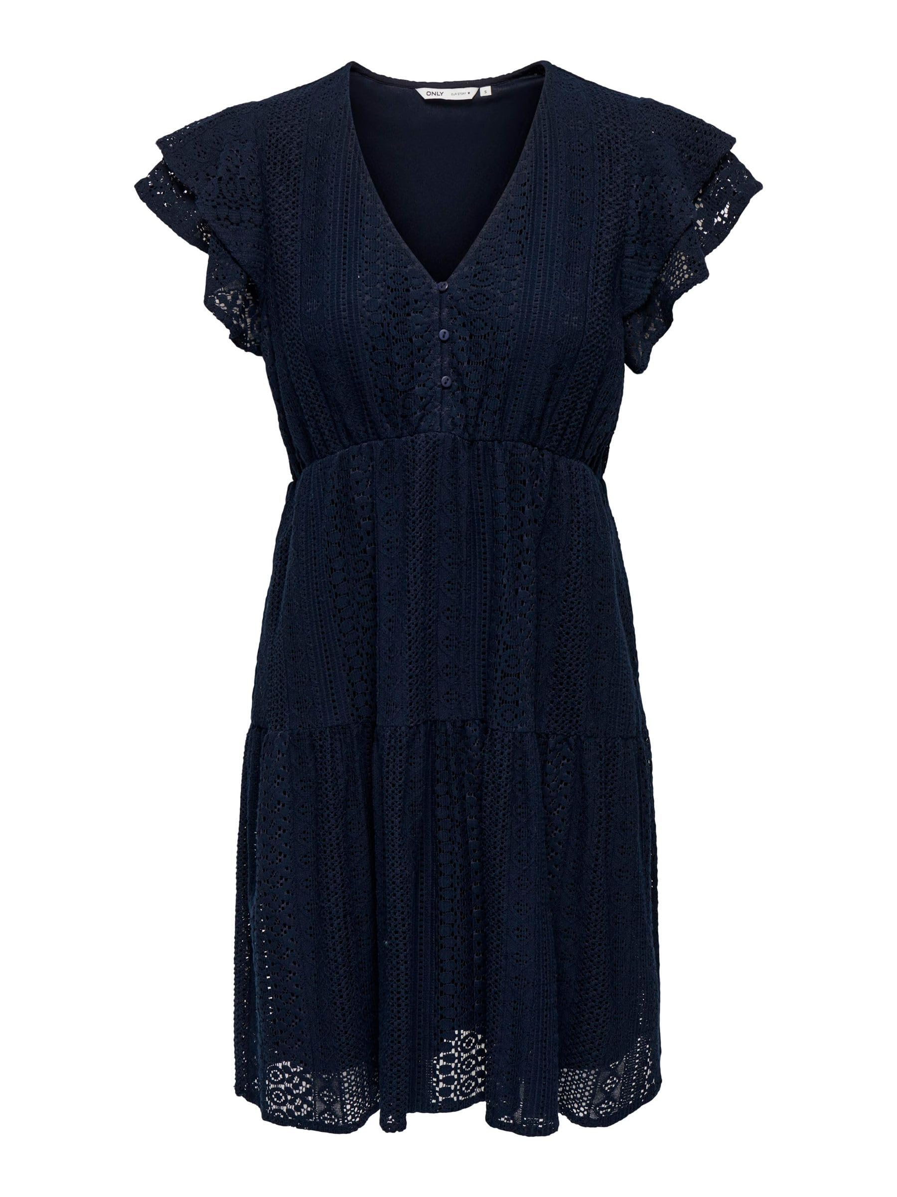ONLY Onlhelena Lace Capsl Dress Wvn Noos Daily Dress V-Neck Short Sleeve for Wom