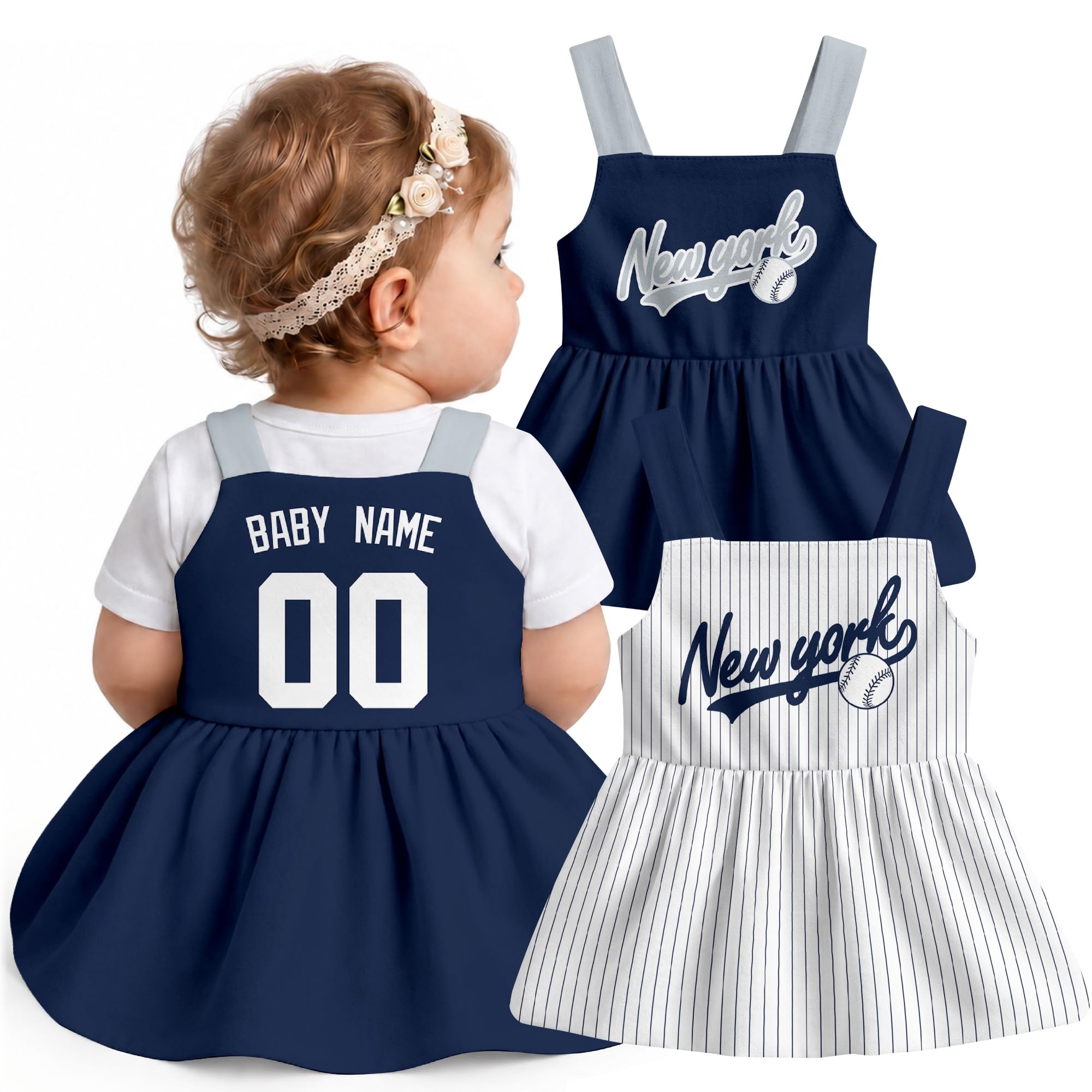 KREDE Baby Girl Clothes Custom Baby Strap Dress with Number Name for Baby Girl G