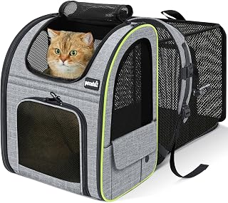 pecute Cat Backpack Expandable, Backpack for Cats & Small Dogs, Grey