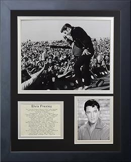 Legends Never Die Elvis Presley Performing Live Collectible | Framed Photo Collage Wall Art Decor - 12"x15", Model: 16446U, BLACK AND WHITE
