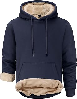 Tansozer Men's Warm Fleece Lined Hoodies Sweatshirts Winter Hooded Thermal Pullover
