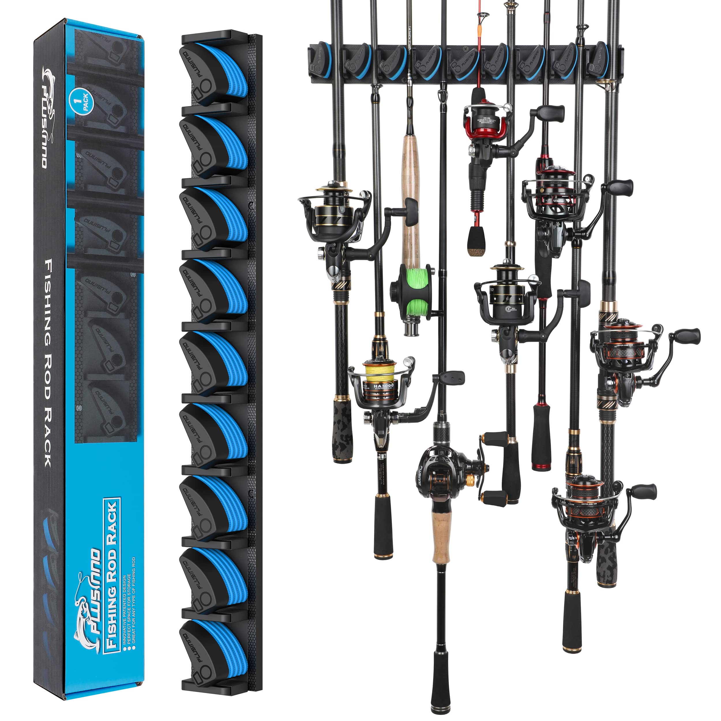 PLUSINNO V9 Vertical Fishing Rod Holder, Wall Mounted Fishing Rod Rack, Fishing 