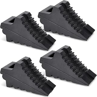 Wheel Chocks for Cars, RVs, Trucks, Trailers, and Vehicles G.V.W. up to 8T, 4 Pack - Anti Slip Bottom Tire Chock for All Weather Use - RV, Travel Trailer, Pop Up Camper Accessory