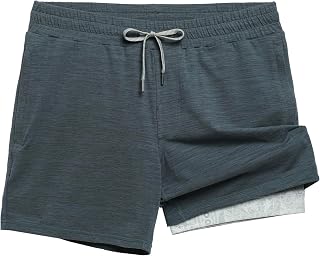 maamgic Men's 2 in 1 Running Shorts 5 Inch Gym Shorts with Zipper Pockets Quick Dry Athletic Shorts for Men