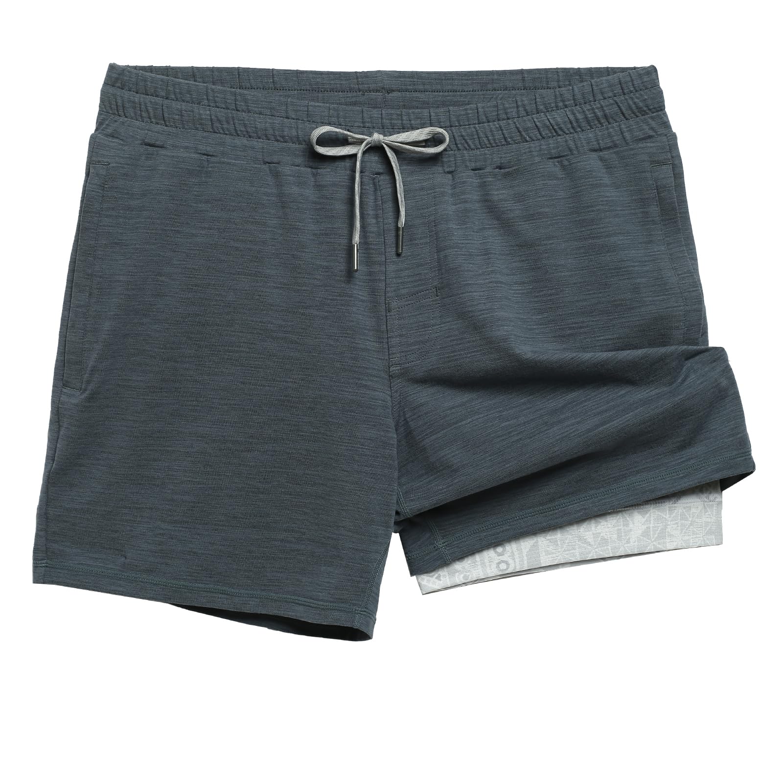 maamgic Men's 2 in 1 Running Shorts 5 Inch Gym Shorts with Zipper Pockets Quick 