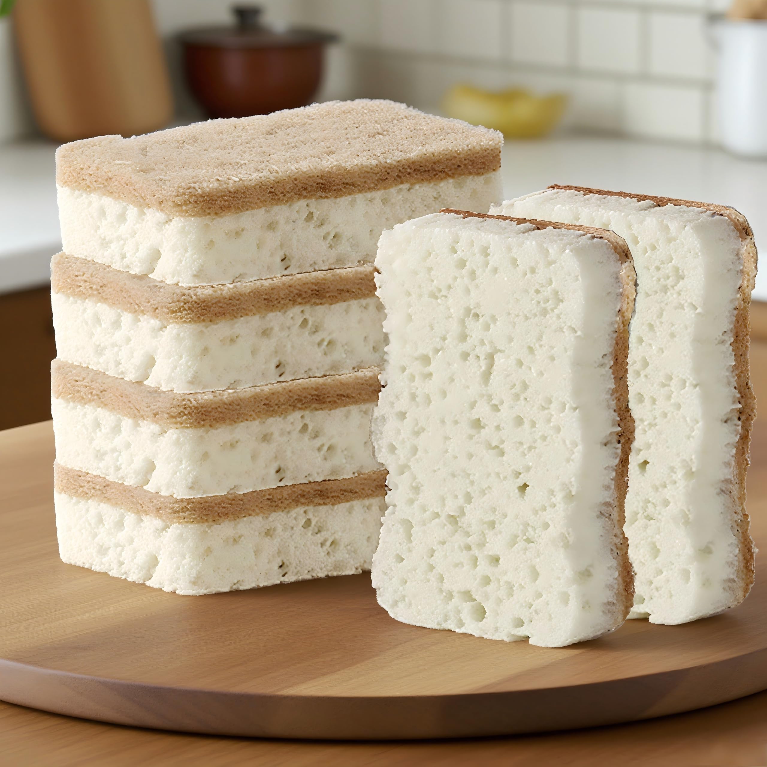 6 x Kitchen Scratch Free Dish Sponge Cleans quickly without scratching Double Si