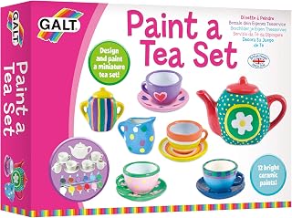 Galt Paint a Tea Set – 11 Piece Mini Tea Party Set, Ages 5 Years Plus | Kids Craft Kit and Children’s Tea Set with 12 Rainbow Ceramic Paints - Arts and Crafts for Kids Creativity and Motor Skills