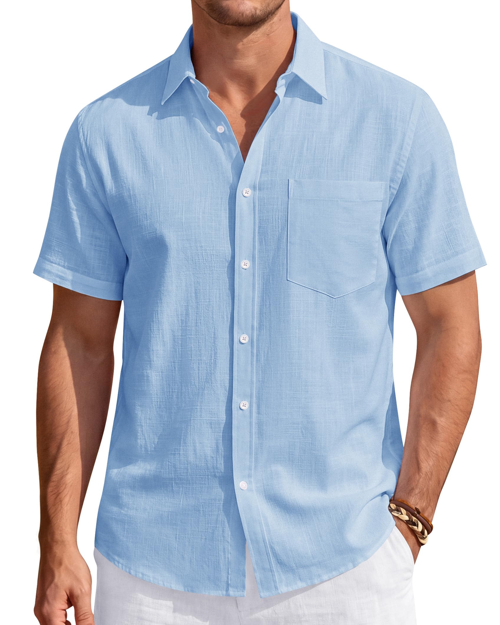 J.VER Men's Long Sleeve Mandarin Collar T-Shirt with Pockets Solid Color