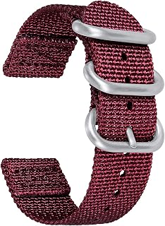 BINLUN Bracelets de Montre Nylon Remplacement des Bracelets de Montre en Nylon 18mm 20mm 22mm 24mm pour Homme et Femme avec 5 Couleurs - Noir, Bleu, Gris, Rouge, Vert