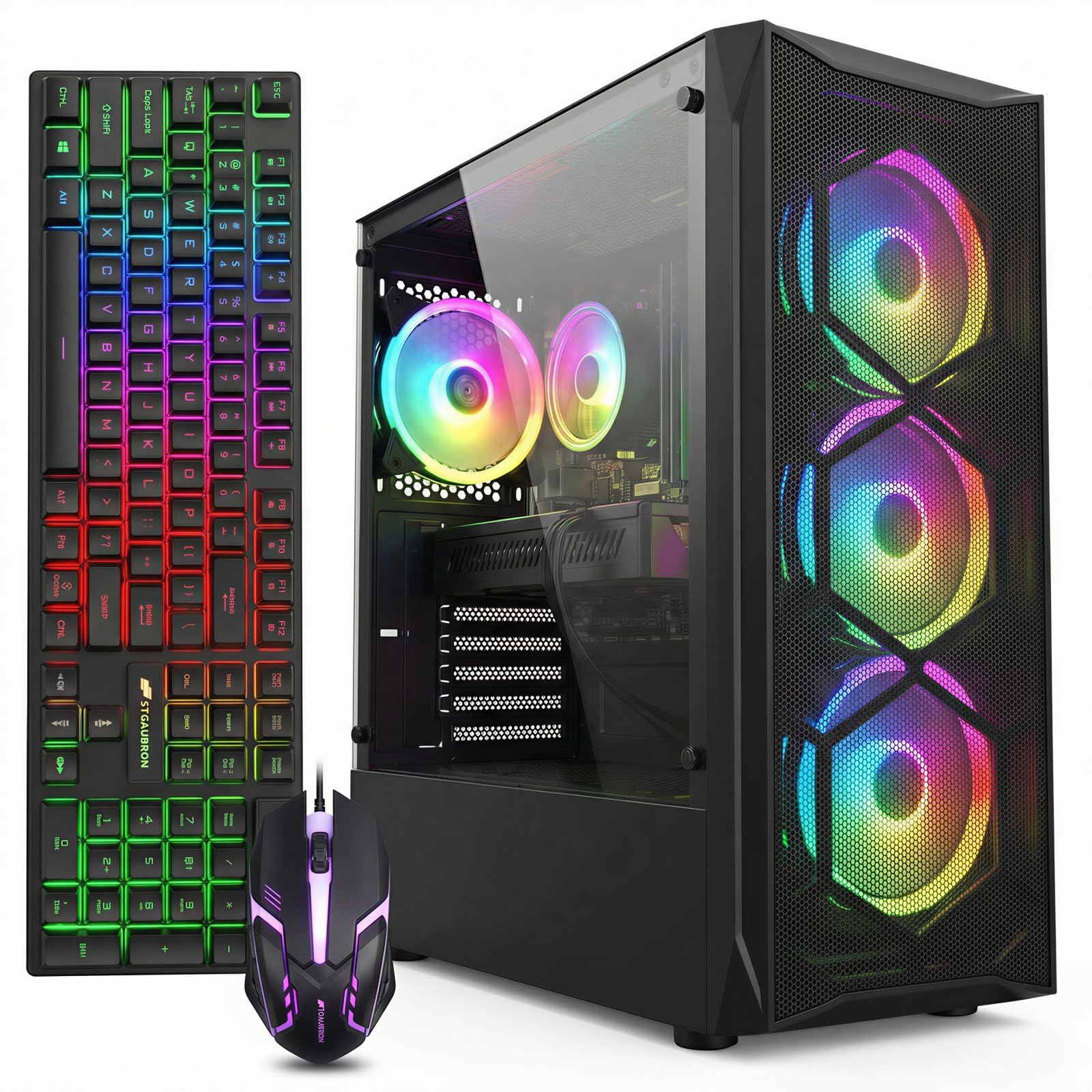 STGAubron Gaming PC Desktop,Core I7,RX 580 8G,16G RAM,512G SSD | Gaming Computer